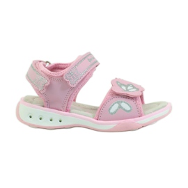 American Club Scarpe per bambini sandali sottopiede in pelle americana incandescente rosa grigio