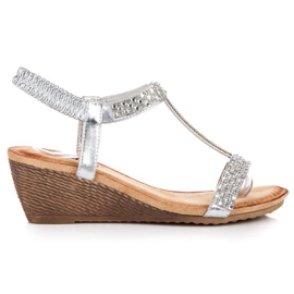 Fama Eleganti sandali con zeppa grigio