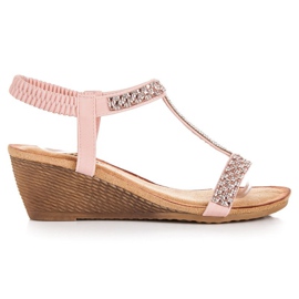 Fama Eleganti sandali con zeppa rosa