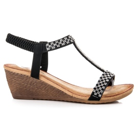 Fama Eleganti sandali con zeppa nero