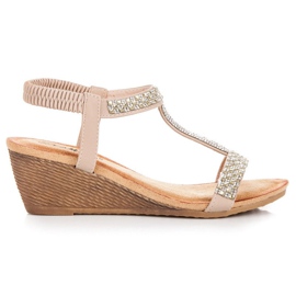 Fama Eleganti sandali con zeppa marrone