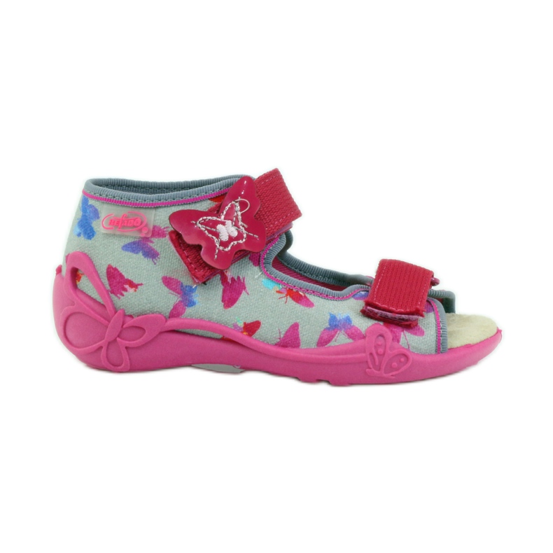 Sandali Befado 242p077 con inserto in pelle rosa grigio