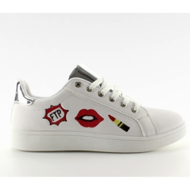Sneakers Sweet lips FB-15 BIANCO/ARGENTO con toppe