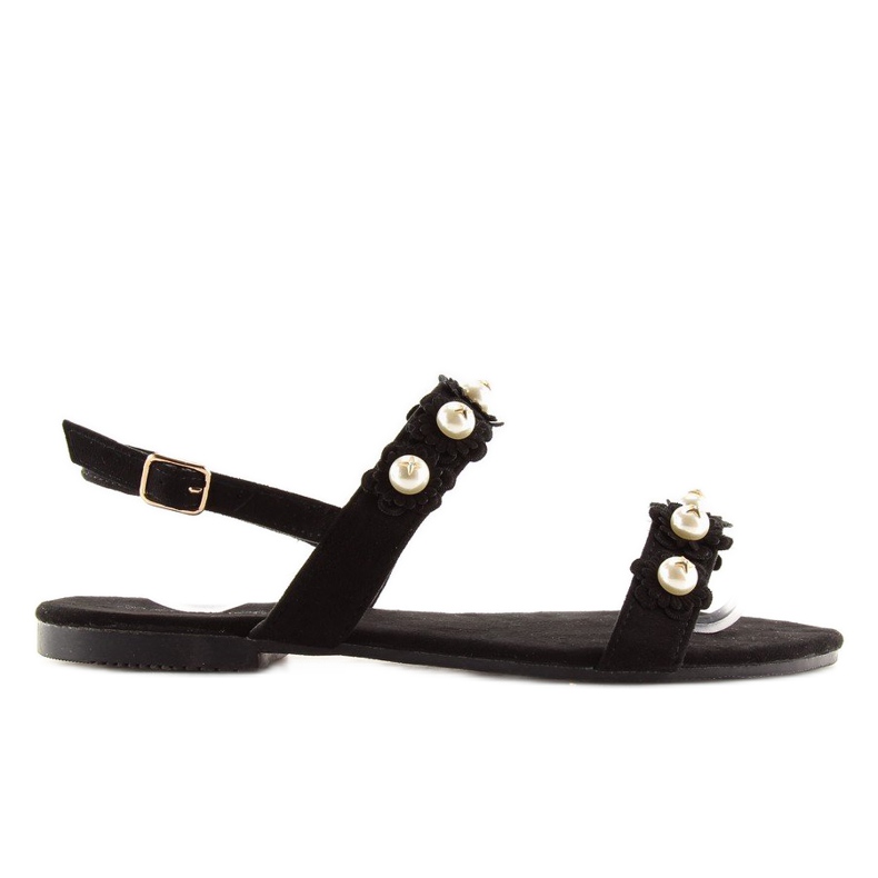 Sandali neri da donna con perle 56-66 Black nero