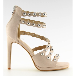 Sandali beige su tacco alto C-37 Beige