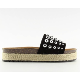Ciabatte espadrillas nere con borchie S03 nero