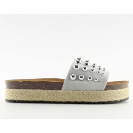 Ciabatte espadrillas con borchie grigie S03 grigio