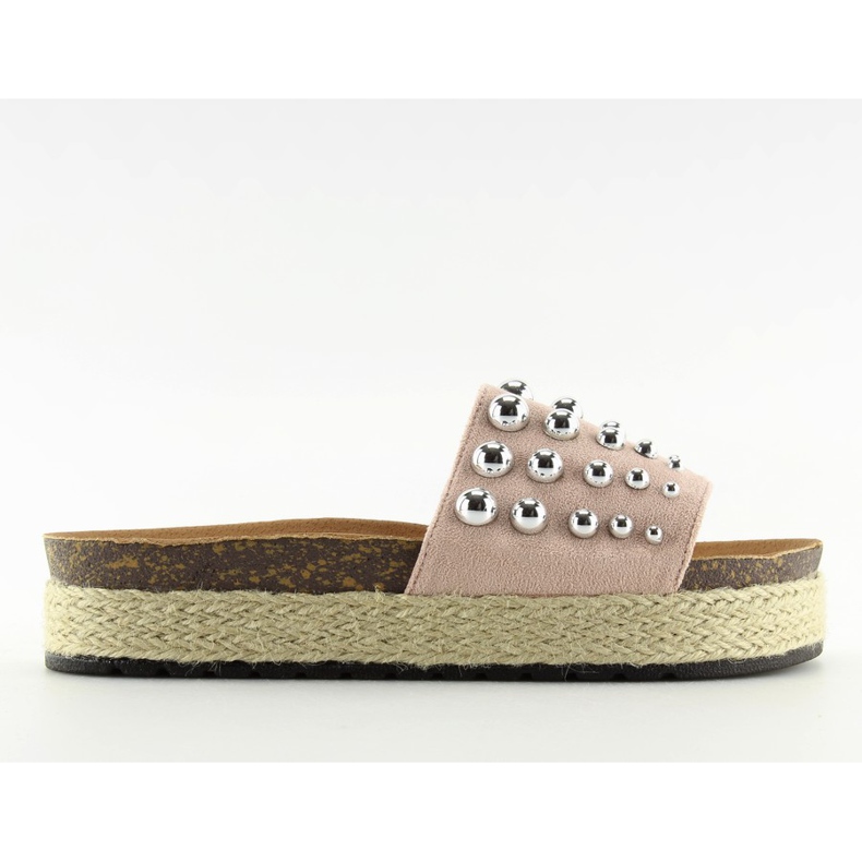 Ciabatte espadrillas con borchie rosa S03 rosa