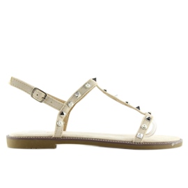 Sandali con borchie beige S-375 Beige