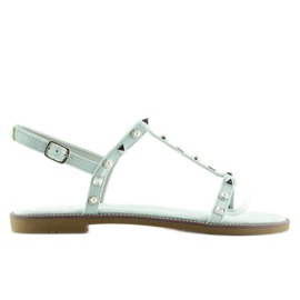 Sandali con borchie menta S-375 Verde