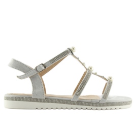 Sandali grigi con perle RC-33 Grey grigio