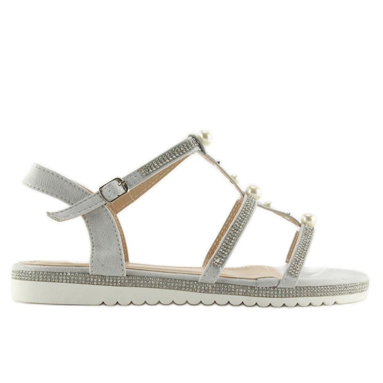 Sandali grigi con perle RC-33 Grey grigio