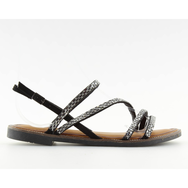 Sandali con zirconi neri FM814 neri nero