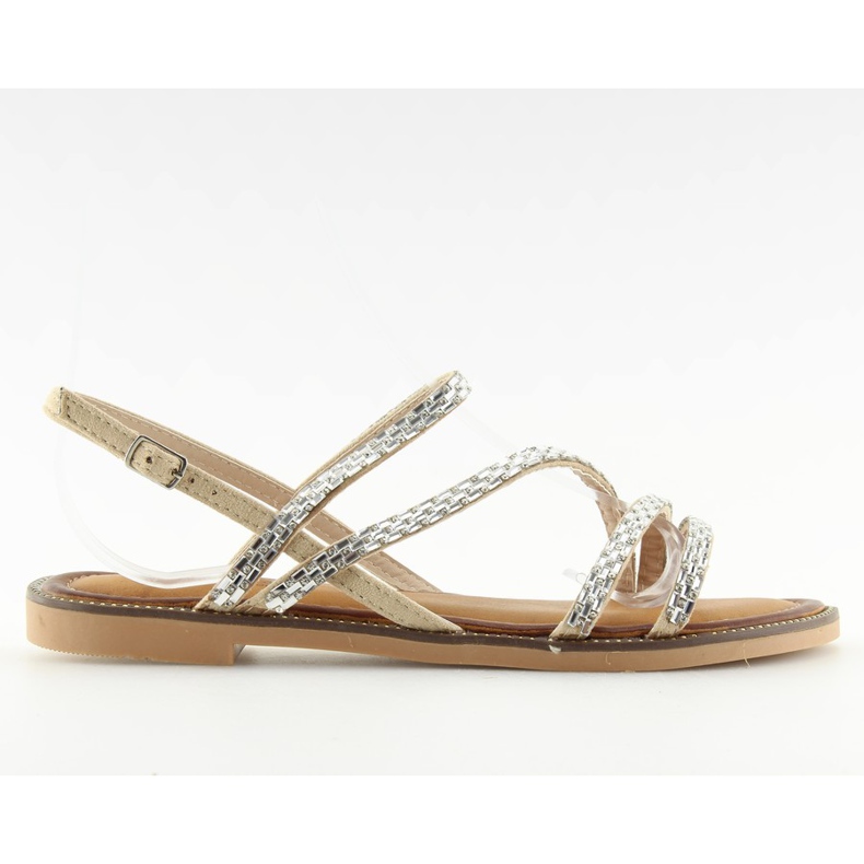 Sandali con zirconi beige FM814 albicocca