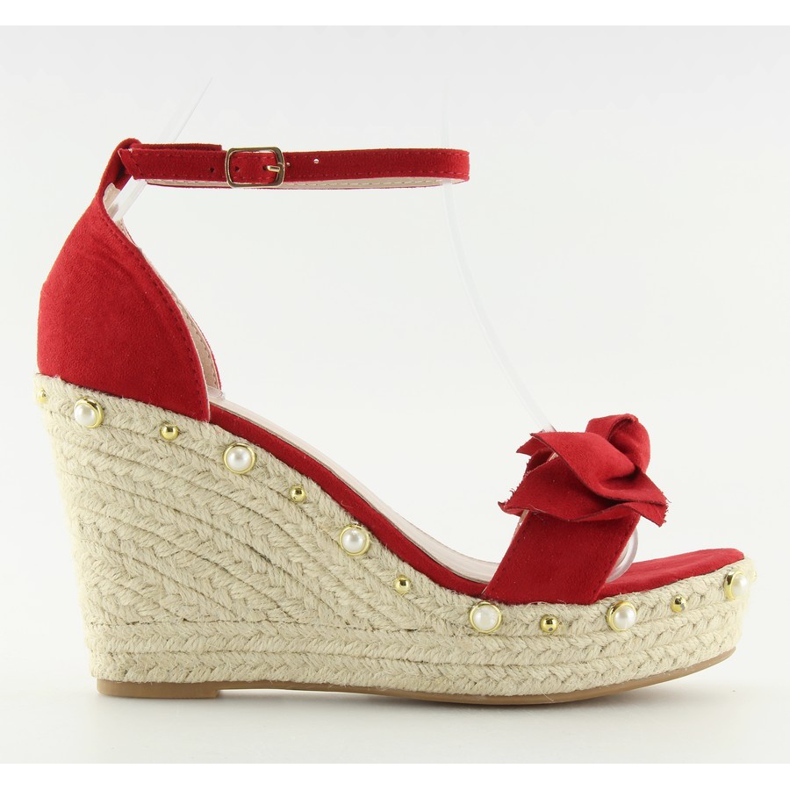 Sandali rossi, espadrillas con zeppa rosso