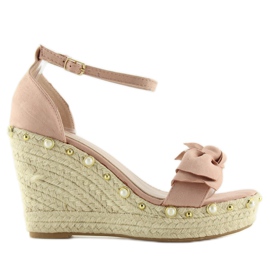 Sandali, espadrillas su zeppe rosa L2668