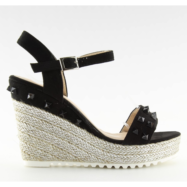 Espadrillas nere su zeppe, nere TS-16 nere nero