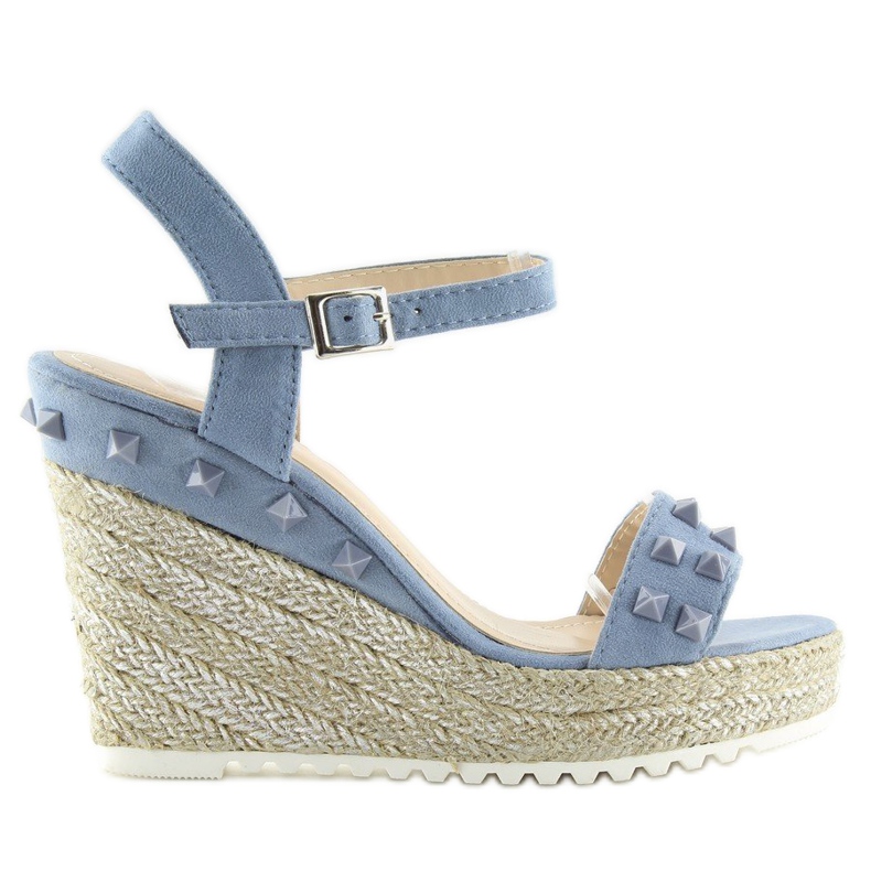Espadrillas blu sulle zeppe, blu TS-16 Blue