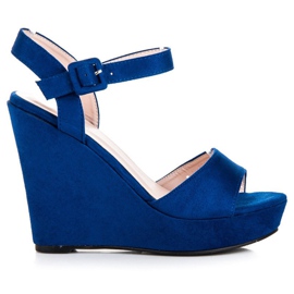 Primavera Sandali con zeppa in camoscio blu