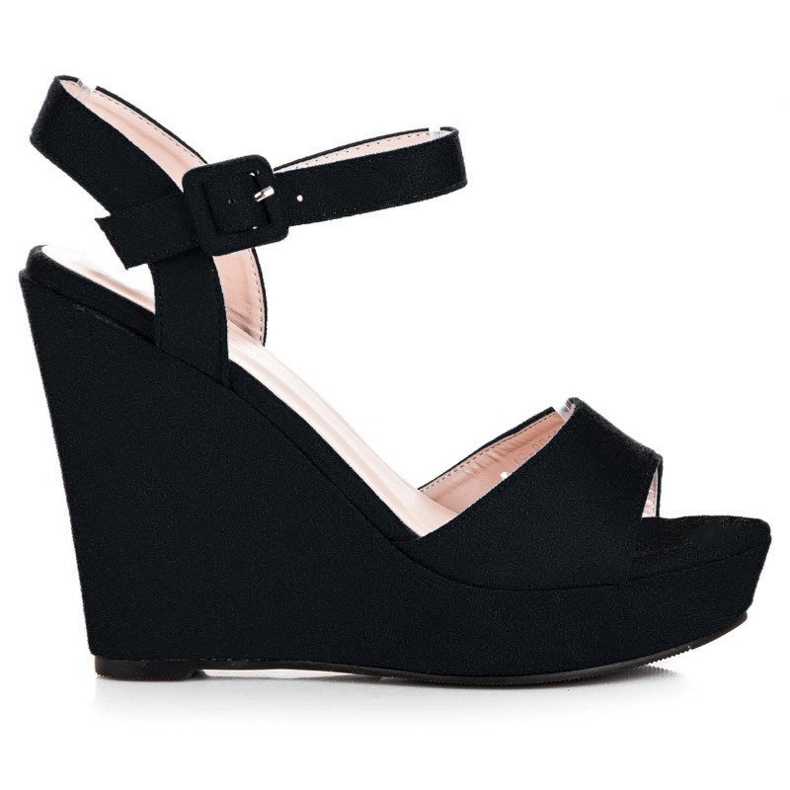 Primavera Sandali con zeppa in pelle scamosciata nero