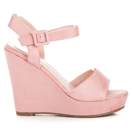 Primavera Sandali con zeppa in camoscio rosa