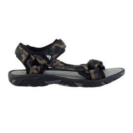 American Club Sandali in pelle American 1728 mimetico grigio marrone nero