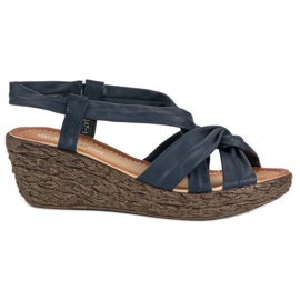 Sandali con zeppa slip-on blu