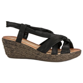 Sandali con zeppa slip-on nero