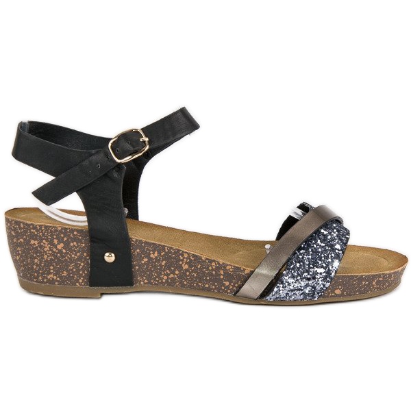 Comodi sandali con zeppa nero