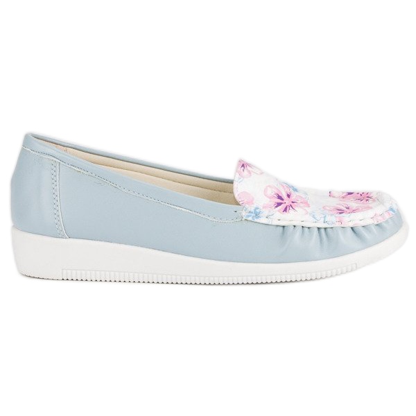 Tullo Mocassini Blu Con Fiori