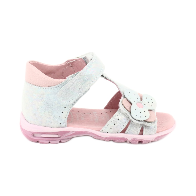 Sandali lucidi con velcro Ren But 1406 bianca blu grigio rosa
