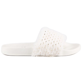 Erynn Infradito bianche con pelliccia bianco