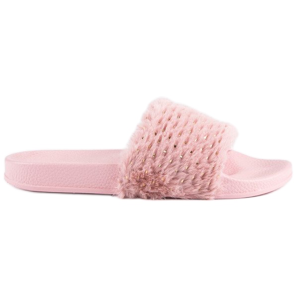 Erynn Infradito rosa con pelliccia