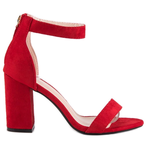 Sandali con zip in camoscio rosso