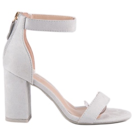 Sandali con zip in camoscio grigio