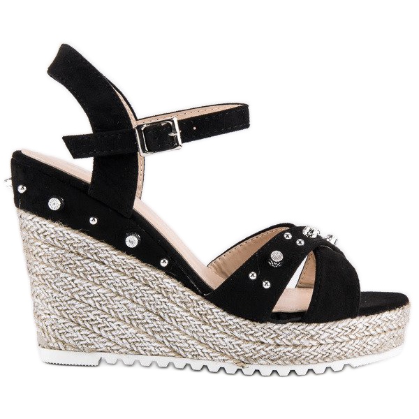 Erynn Sandali espadrillas con zeppa nero