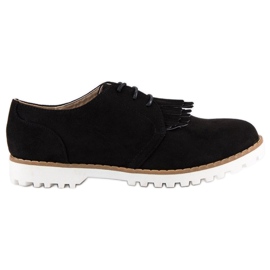 Scarpe boho in pelle scamosciata allacciate nero