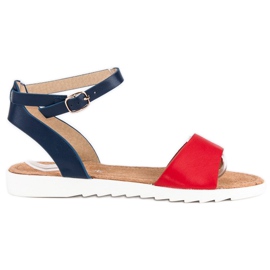 American Club Sandali con fibbia americana rosso blu