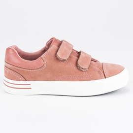 Sneakers in pelle scamosciata con velcro rosa