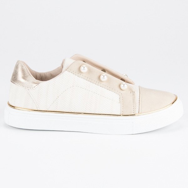 Scarpe da ginnastica con perle beige