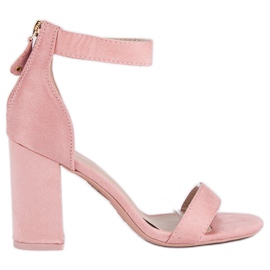 Sandali con zip in camoscio rosa
