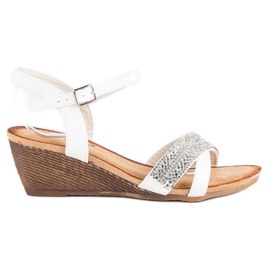 Fama Sandali con ornamenti bianca