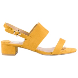 Fama Sandali con tacco basso giallo