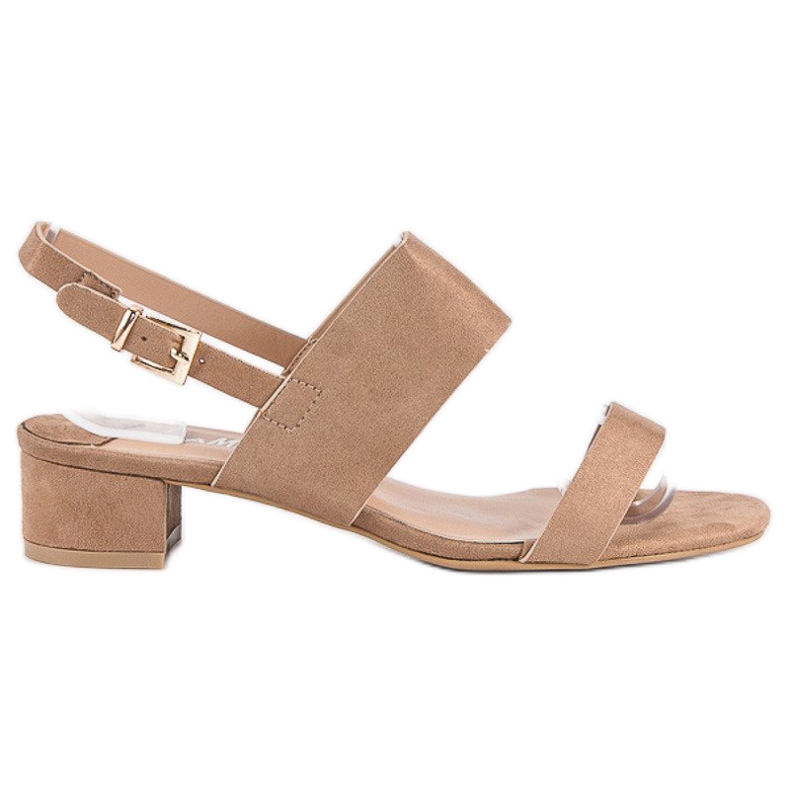 Fama Sandali con tacco basso marrone