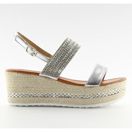 Sandali espadrillas argento GG-5 con zeppa grigio