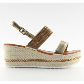 Sandali espadrillas dorati con zeppa GG-52P Gold d'oro