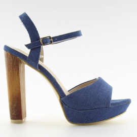 Sandali in denim su palo blu 9833