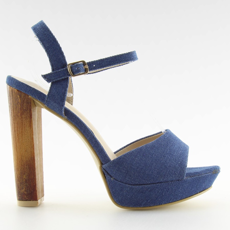 Sandali in denim su palo blu 9833