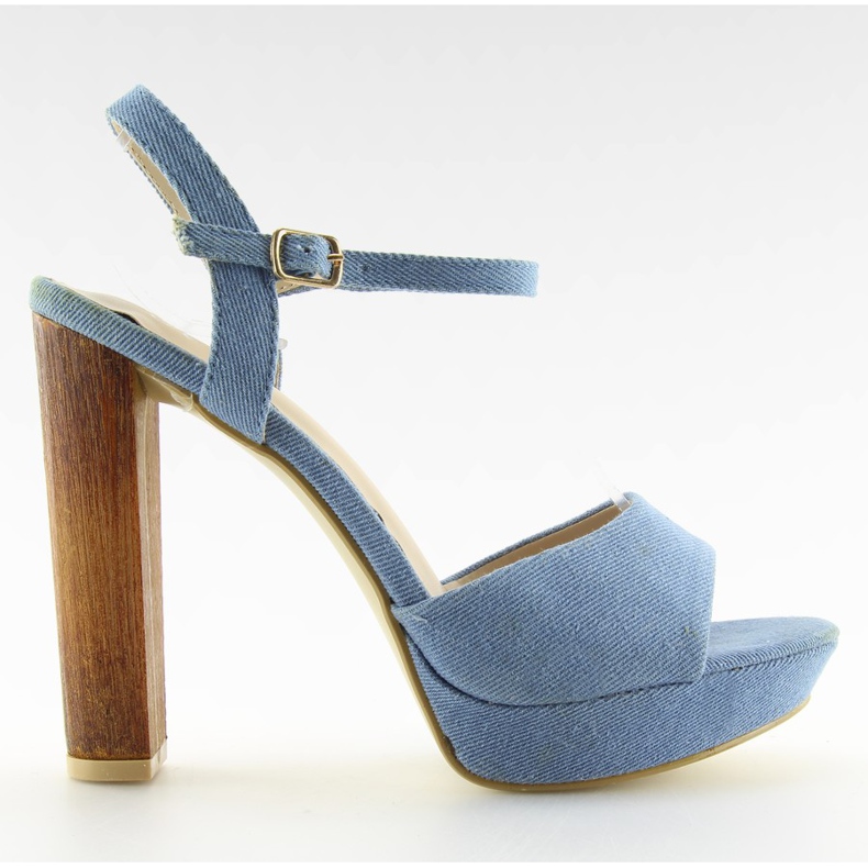 Sandali in denim su palo blu 9833