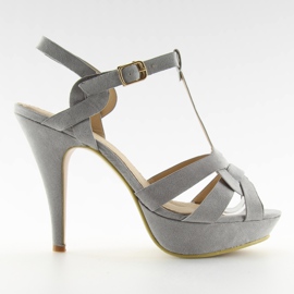 Sandali con tacco grigi B99018Y-SP grigio